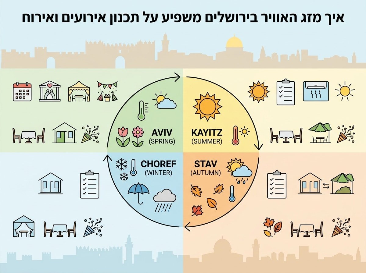 איך מזג האוויר בירושלים משפיע על תכנון אירועים ואירוח לאורך השנה